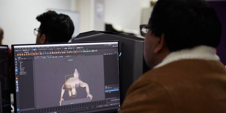 Animation student using software programme