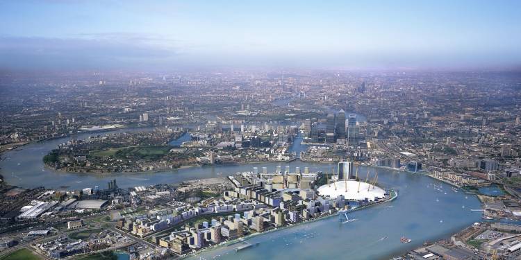 aerial view of the millennium dome