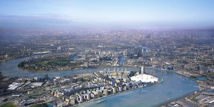 aerial view of the millennium dome