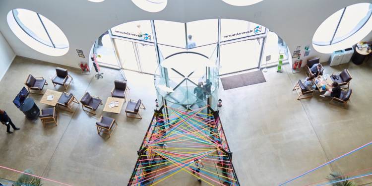 Image of atrium taken from level 4 of Ravensbourne building