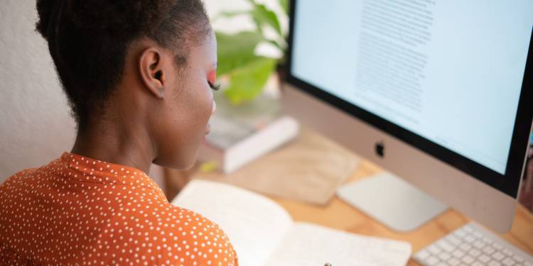 Woman sat at desk working