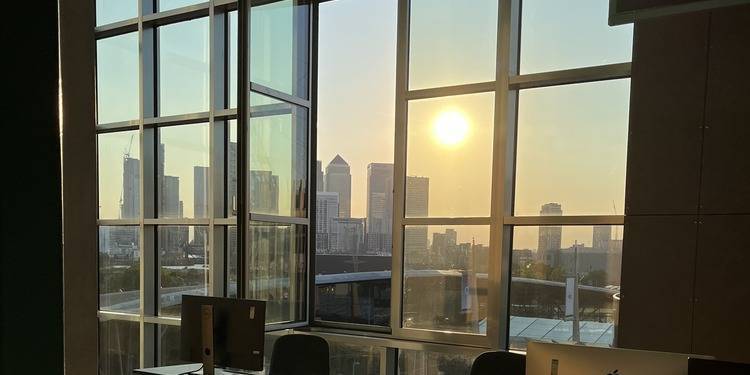 Sunset view of London from Creative Lab