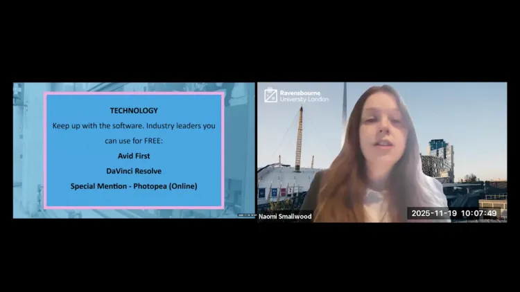 Editing and Post Production talk from former Ravensbourne student (Naomi Smallwood)