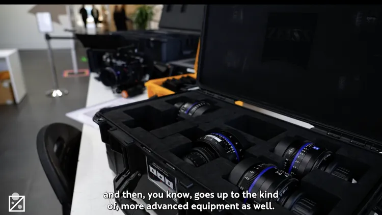 Camera equipment and lenses in protective cases 