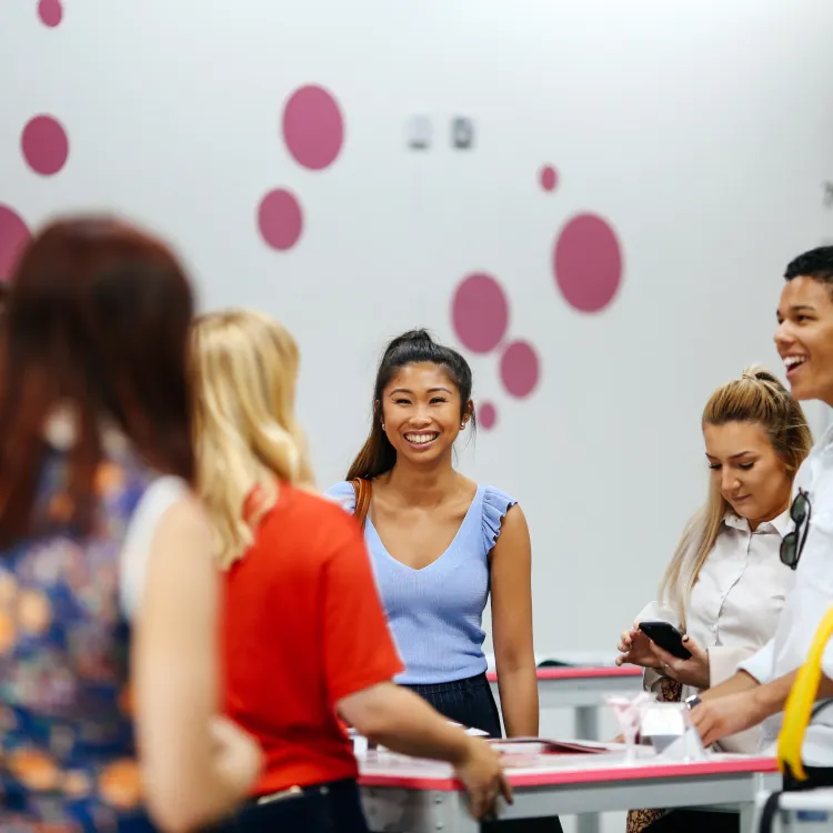 Smiling students in class