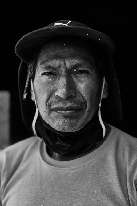 Portrait of an Ecuadorian man on a construction site