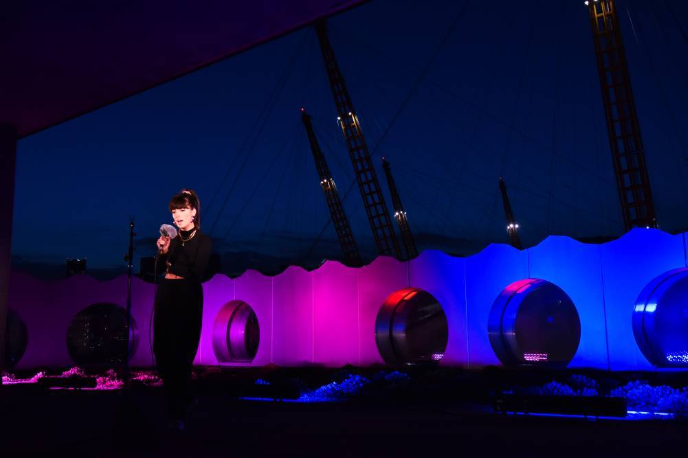 A singer performs on the Ravensbourne roof