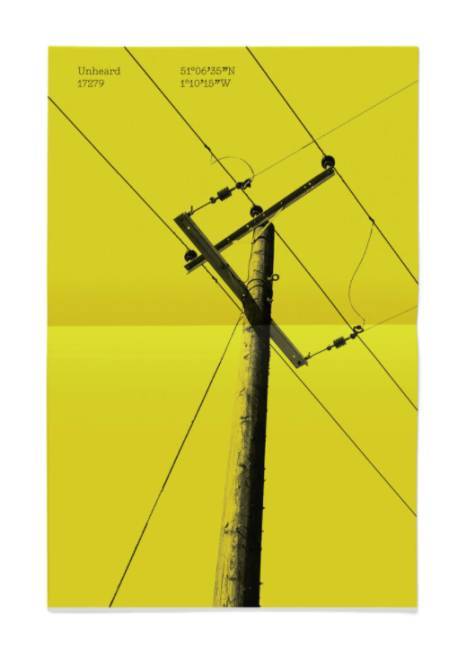 Stylised picture of a telegraph pole with yellow background
