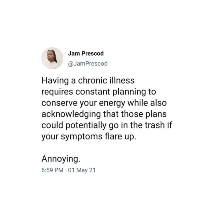 Tweet about chronic illness