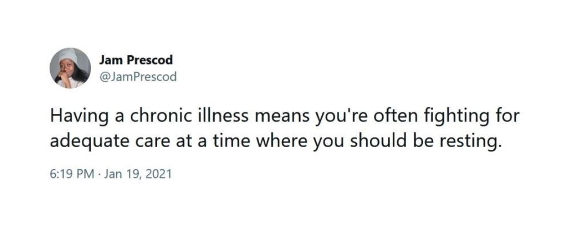 Tweet about chronic illness