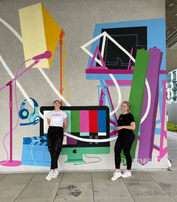Kirsty and Brittany with their completed mural