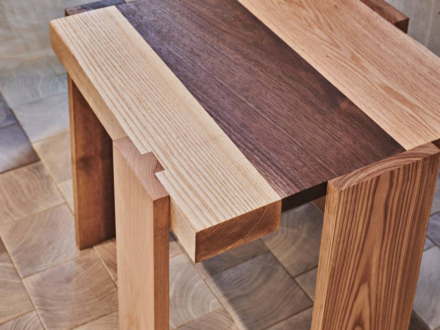 A close up showing the joint detailing of a side table by Em Lemaitre-Downton