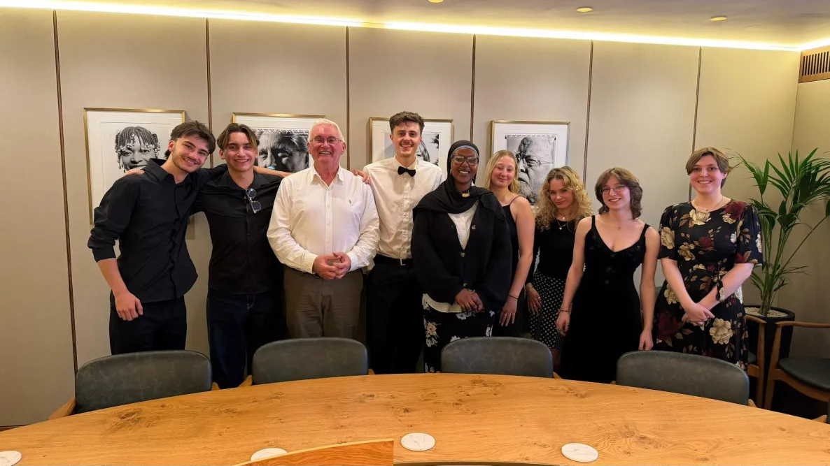 Students celebrate with Richard Murrell at BAFTA 