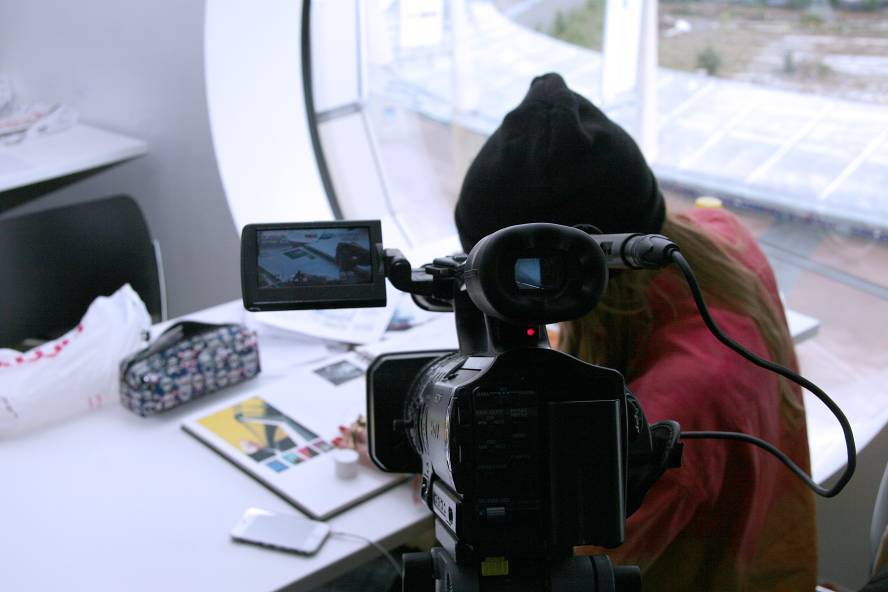 Filming student working on the Editing and Post Production undergraduate course
