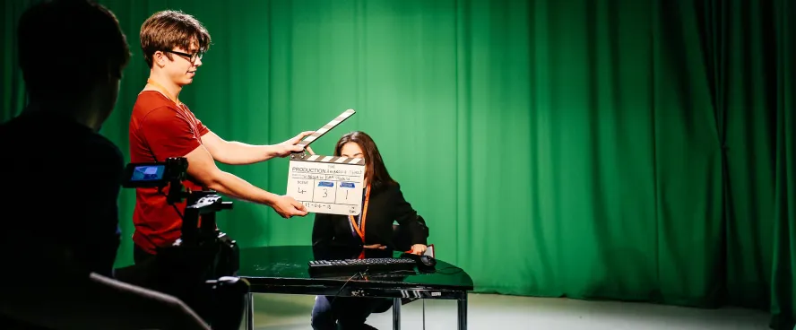 Behind the scenes on the Digital Television Production course.