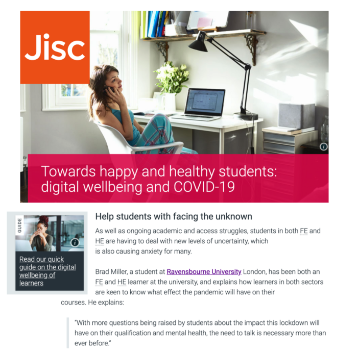 Ravensbourne coverage in Jisc 