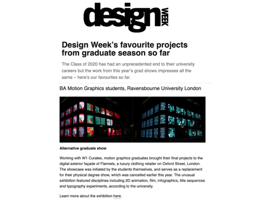 Ravensbourne coverage in Design Week