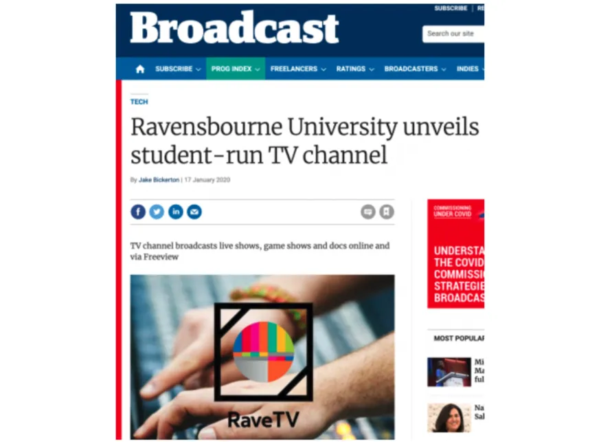 Ravensbourne coverage in Broadcast