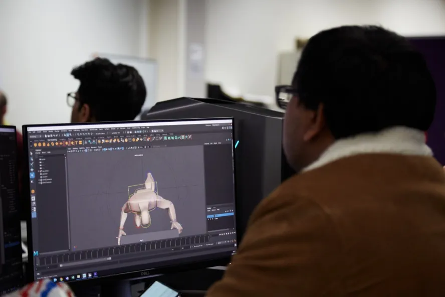 Animation student working in the lab