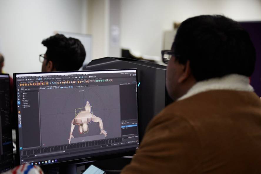 Animation student working in the lab
