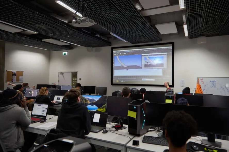 BA (Hons) Animation students working in the lab