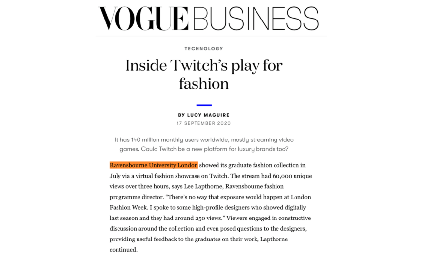 Coverage in Vogue Business