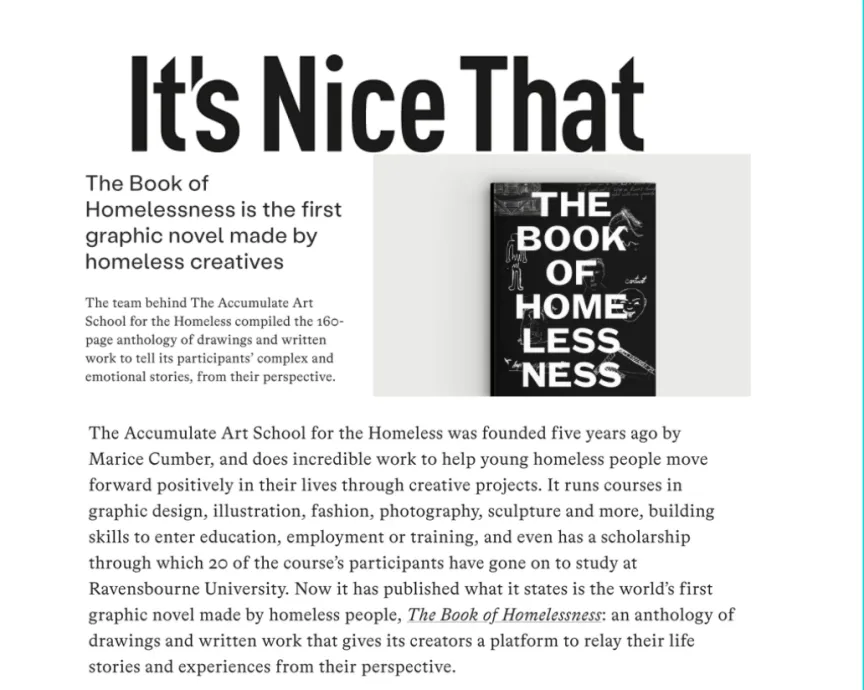 It's Nice That November coverage for The Book of Homelessness