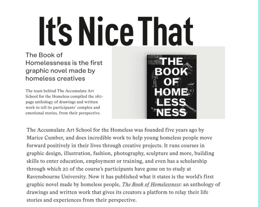 It's Nice That November coverage for The Book of Homelessness