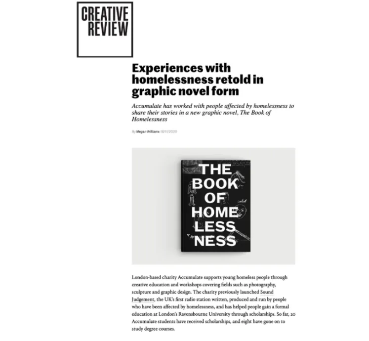 Creative Review coverage for The Book of Homelessness