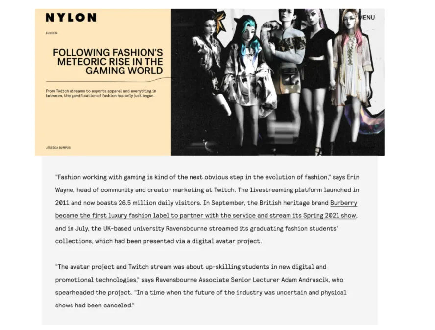 Coverage in Nylon Magazine