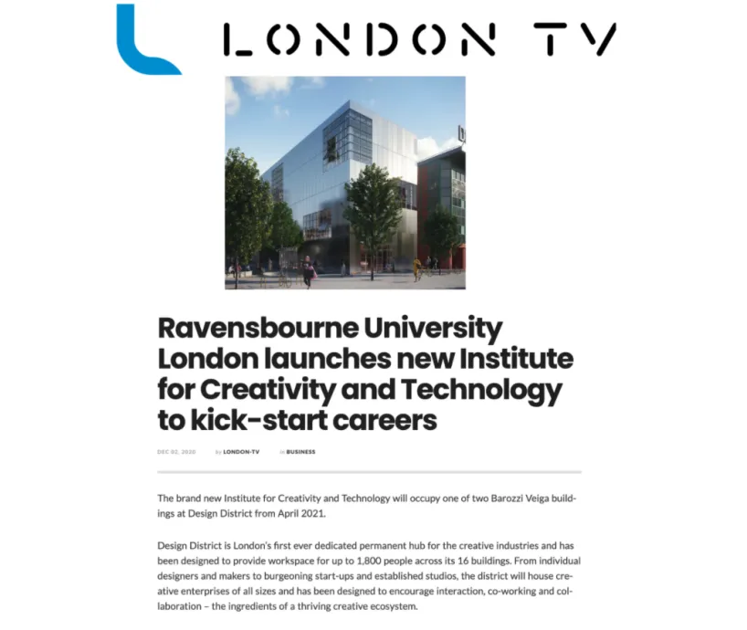 Coverage in London TV for Institute of Creativity