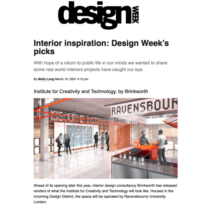 Rendered image of Institute appearing in Design Week