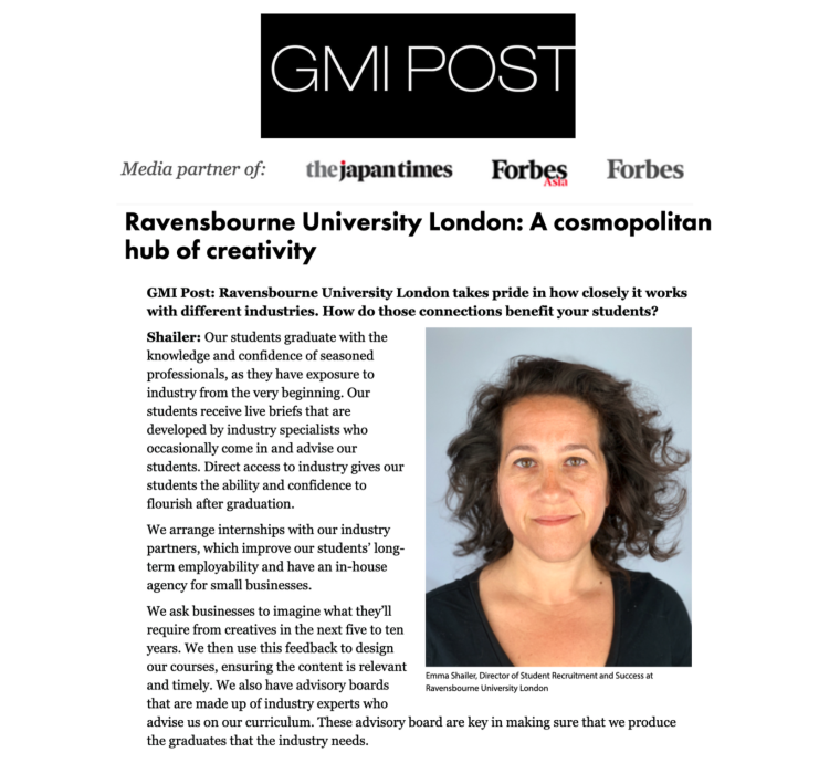 Coverage in GMI Post for Ravensbourne 