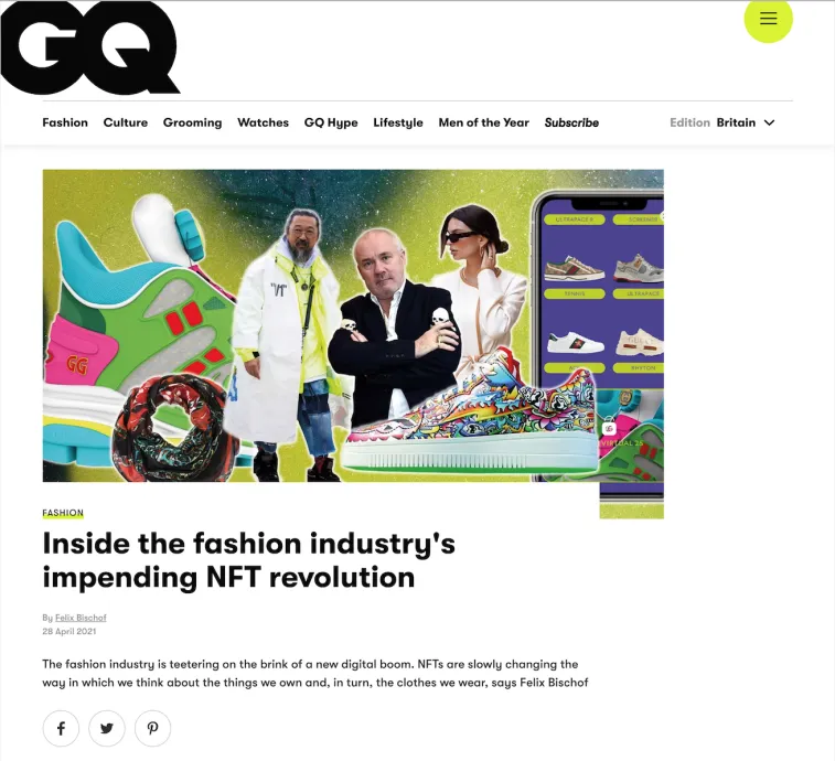 Cover image of a fashion story a decorative trainer a woman and two men