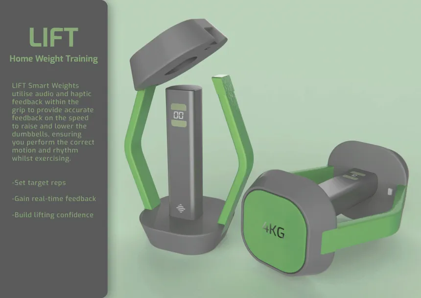 A render of Lift smart dumbbells