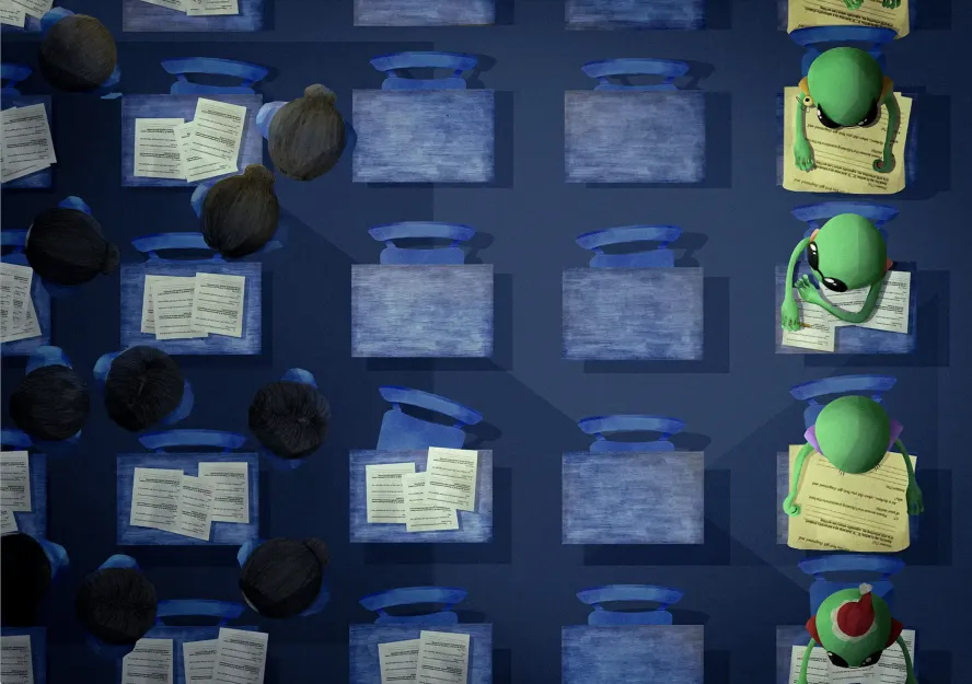 Aliens in a classroom