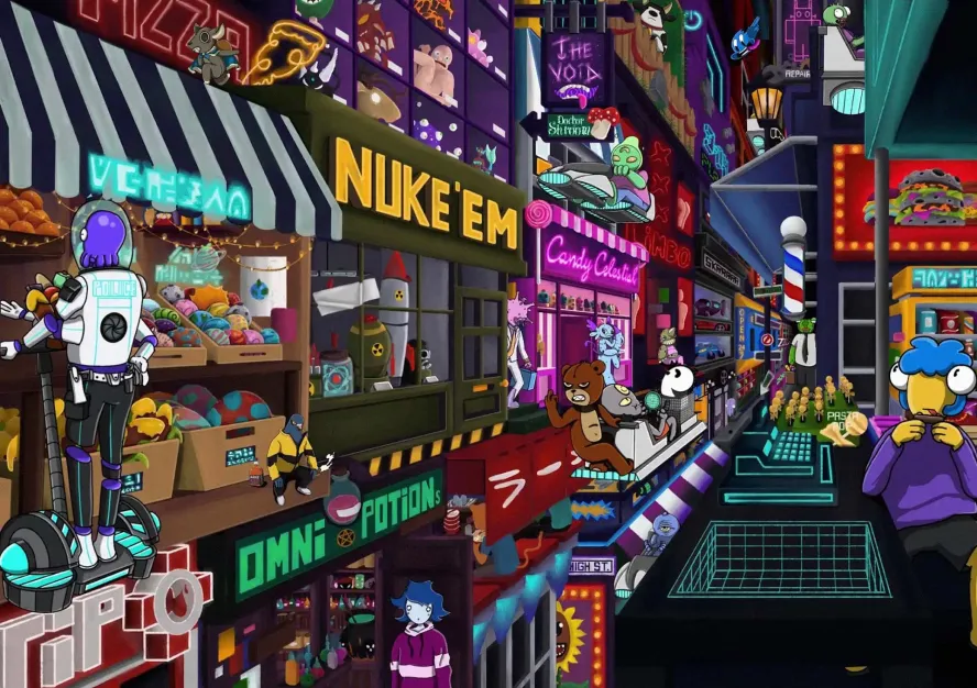 Colourful illustration of metropolitan world