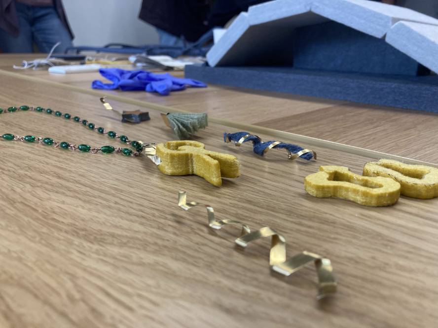 Necklace pendant made from offcut materials