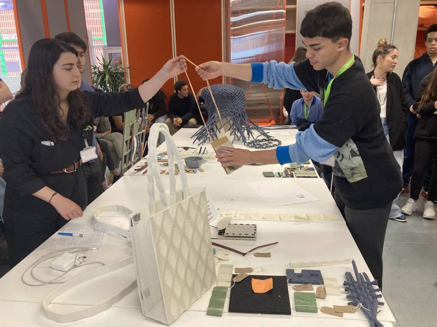 Students make a bag from offcut materials