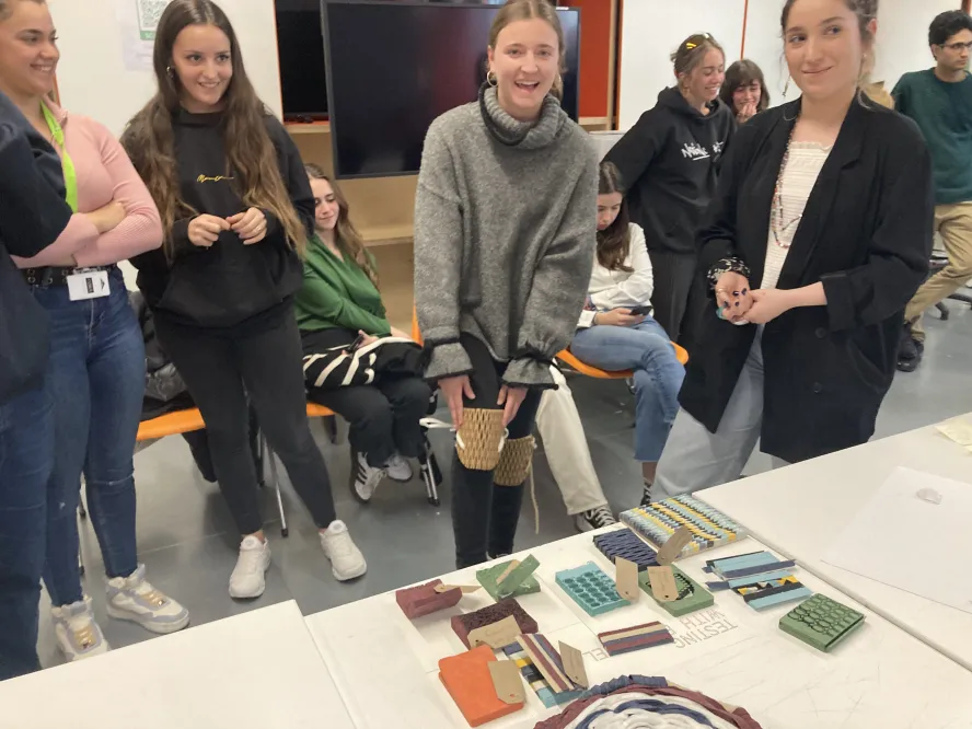 Knee pads made from offcut materials by students