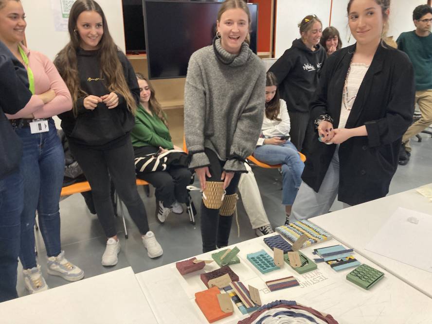 Knee pads made from offcut materials by students