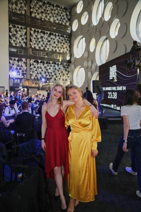 Students posing for photographs at NaSTA Awards ceremony