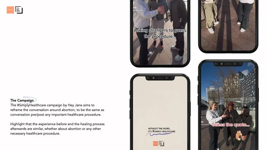 mobile phones showing adverts for hey jane