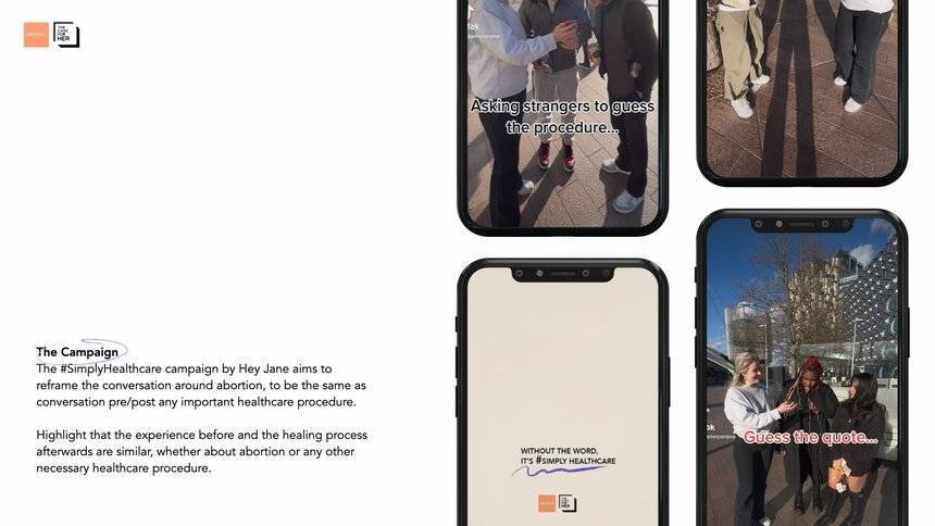 mobile phones showing adverts for hey jane