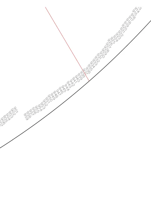 Example of design communication work by Shirley Hui. A list of numbers roughly aligned with diagonal curve across the page.