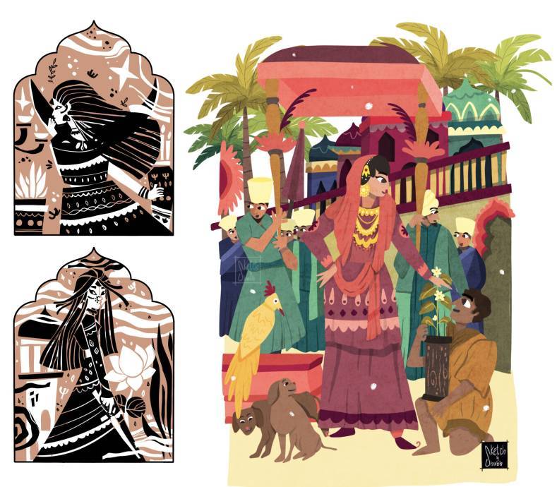 A collection of digital illustrations.