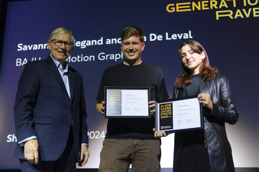 Savannah Wiegand and Sam De Leval receive award