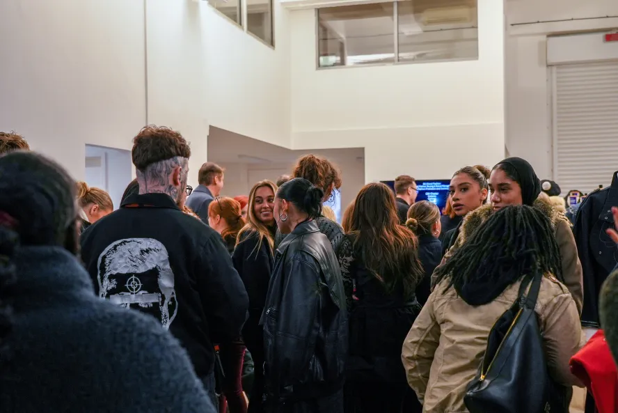A room full of people at Ravensbourne's Denim Innovation event
