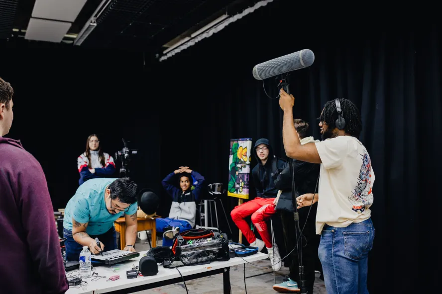 Film students on set at Ravensbourne