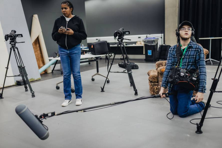 Ravensbourne film students recording sound